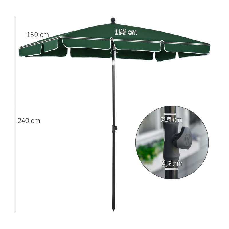 Britnei 198cm X 130cm Rectangular Tilt Market Parasol, Green