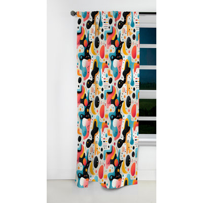 Motif tendance rose et bleu des années 1970 - Rideau occultant en velours géométrique abstrait - 1 panneau