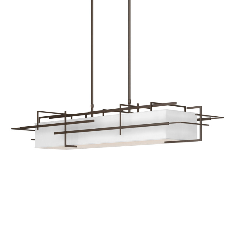 4 - Light Kitchen Island Linear Pendant, Bronze, Natural Anna