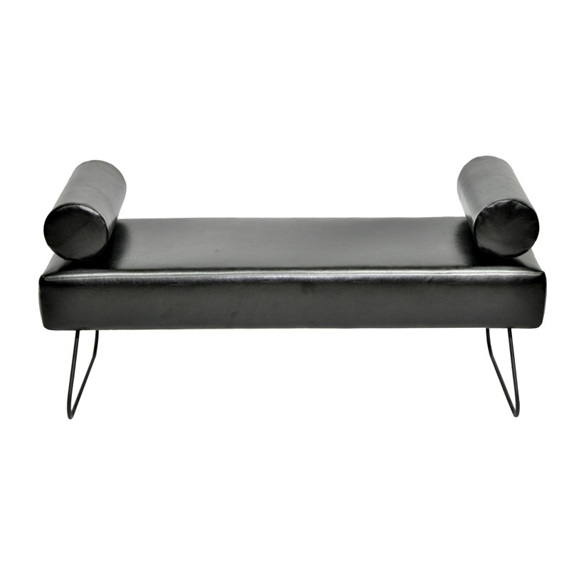 Modern Faux Leather Upholstered Bench, Black