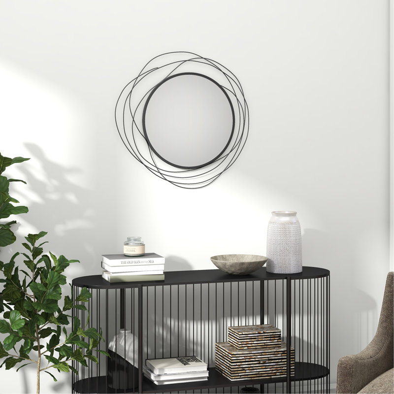 Élégant art mural en métal avec miroir décoratif pour la maison