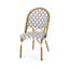 Ensemble de 2 chaises bistro d'extérieur en rotin PE et aluminium, finition gris et blanc et bambou