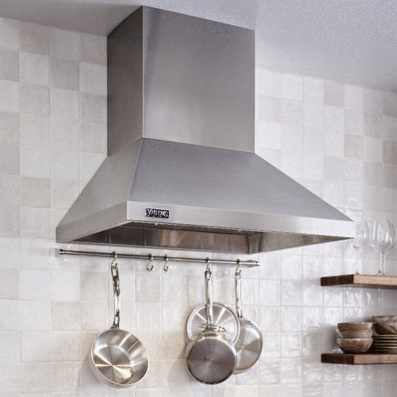 36" Wide Chimney Wall Hood + Ventilator, Stainless Steel