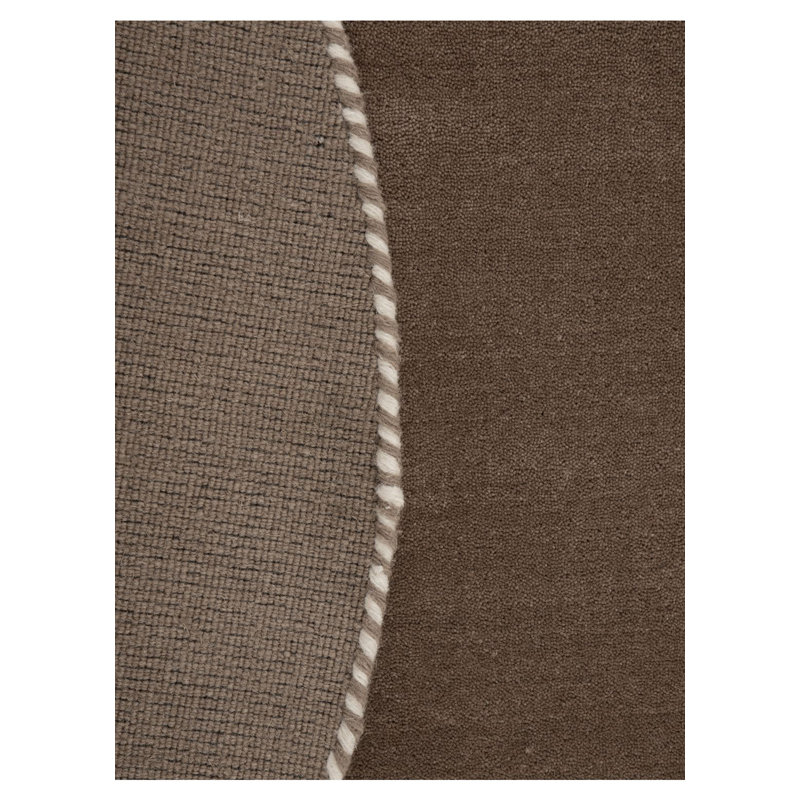 Solid Colour Wool Hand Woven Area Rug, Taupe, Round 200cm
