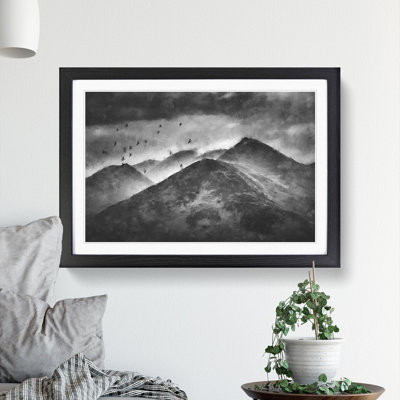 Birds Flying Over The Lake District Painting - Single Picture Frame Print on MDF