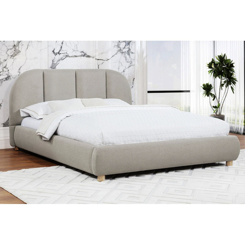 Base de lit tapissier contemporaine pour chambre à coucher, Havane clair