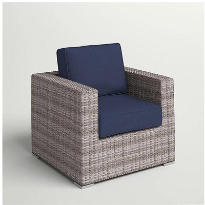 Fauteuil club en osier GRIS