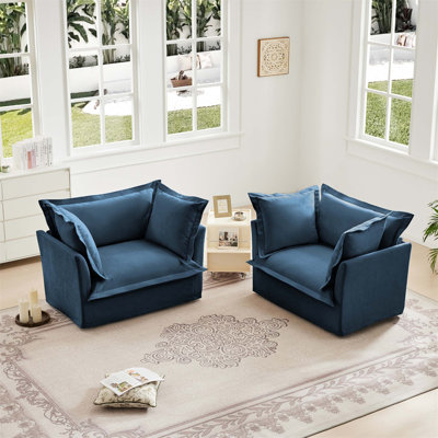 Comfortable and Stylish Set of 2 Armchairs with Soft Pillows and Chenille Fabric for Various Rooms, Ideal for Relaxation and Socializing