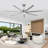 Modern Silver Ceiling Fan With Led Light And Remote 7 Aluminum Blades-651835683
