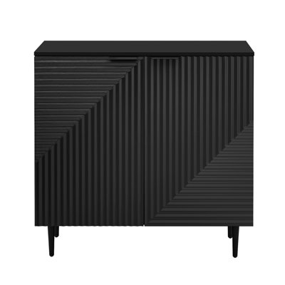 Modern Cabinets Of 2 - Geometric Door Pattern, Adjustable Shelving, Sufficient Tv Stand Space Storage Feature, Storage, Generous Capacity