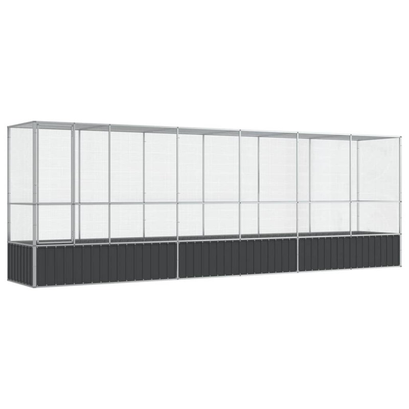 vidaXL Aviary with Extension Silver 246.7"x42.1"x83.5" Steel, 83.5" H x 246.7" W x 42.1" D