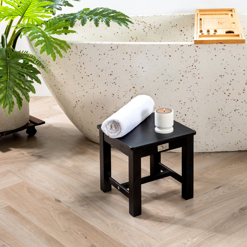 Tabouret d'appoint en bois d'acacia massif, Noir