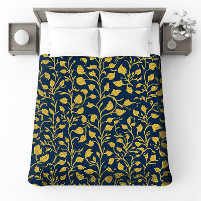 Yellow Floral Pattern Quilted Bedspread All Sizes