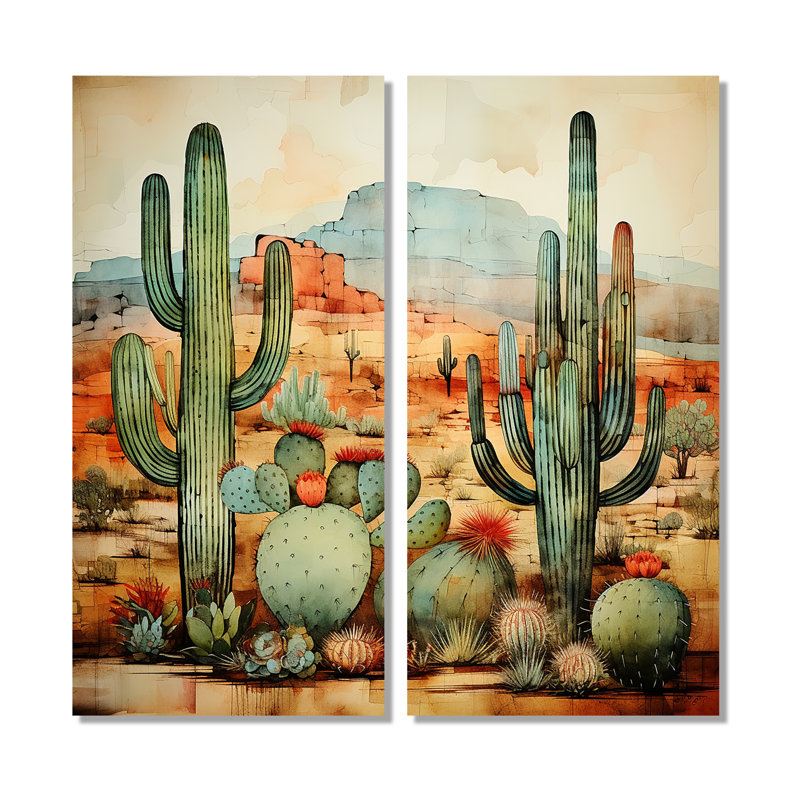 «Desert mexicain Serenity 2», art mural vert, 40" H x 40" W, Wrapped Canvas, Does Not Apply