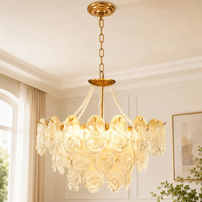 Lustre en cristal 9 lumières à intensité variable