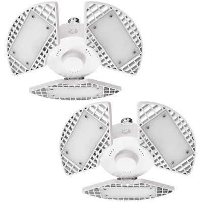 Ensemble de 2 lumières DEL Luxrite pour garage, 80 W, 8 000 lumens, 5000 K, lumière blanche déformable, 3 panneaux E26