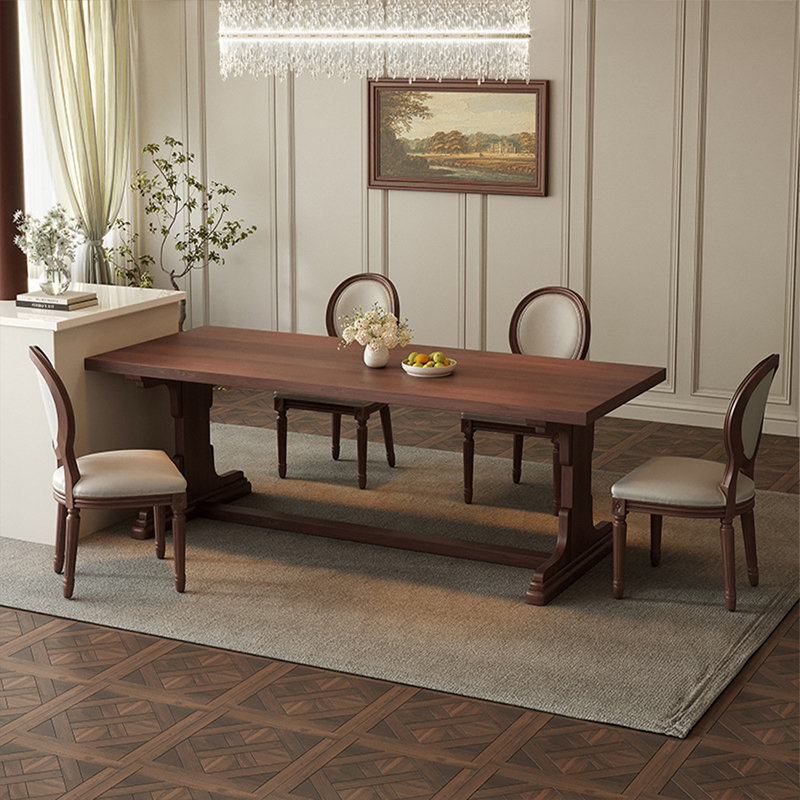 Table de salle à manger rectangulaire en bois massif brun noisette, H 29,53 po x L 55,12 po x l 27,56 po