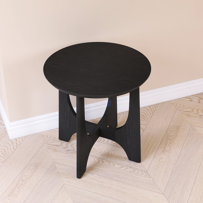 Table basse ronde pour le salon, H 24 po x l 25 po x P 25 po, Noir, noir, noir, noir