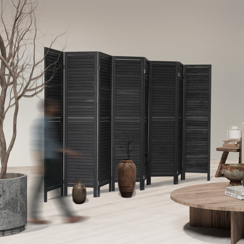 Room Divider, Folding Room Divider Privacy Screen, Wood Freestanding Louvered Divider Screen for Home Office Restaurant Bedroom
