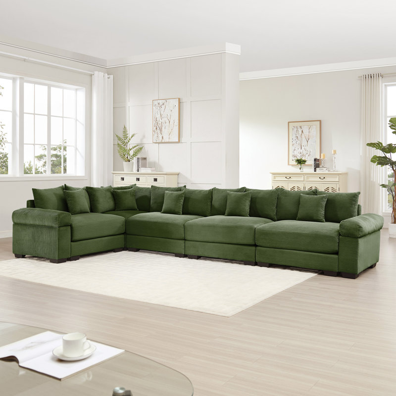 Canapé modulaire surdimensionné surdimensionné en nuage, canapé-lit modulaire convertible avec accoudoirs très larges à assise profonde, 18 coussins décoratifs en velours côtelé de qualité supérieure, conception ergonomique, assemblage facile, pour étude, vert