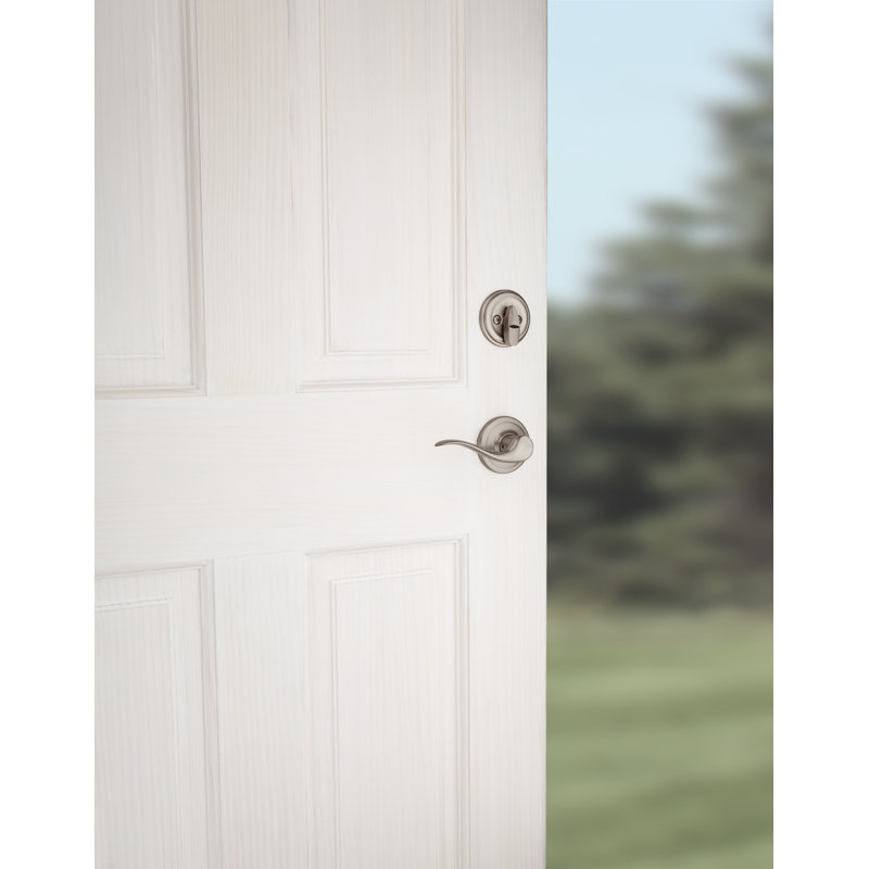 Levier de porte factice simple inactif avec rosette rond Toluca, Gaucher, Nickel satiné