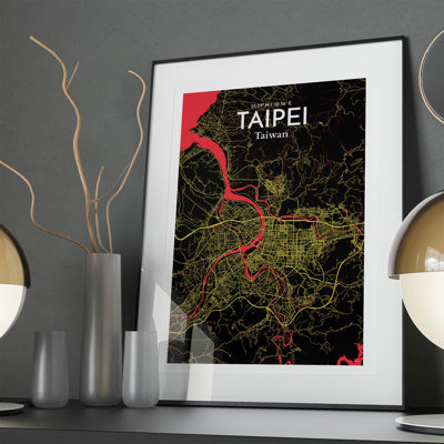 Taipei City Map In Contrast - No Frame Print