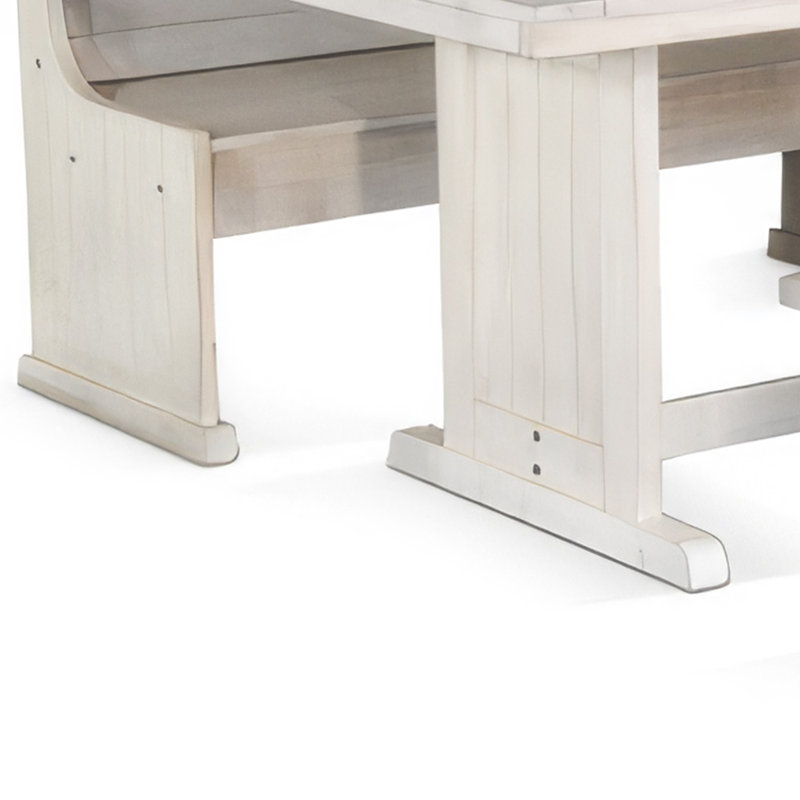 Sime 4Pc Breakfast Nook Set, Dining Table And Corner Bench, White