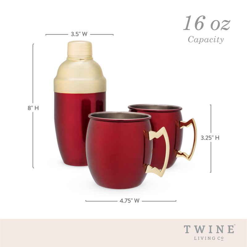 Ensemble de mules et shaker à cocktail 3 pièces Twine