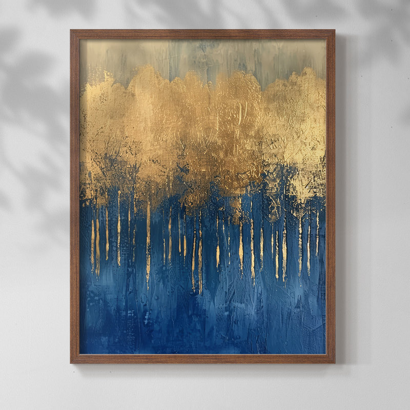ABSTRACT Series III - Impression encadrée de qualité supérieure - Prêt à être accroché - Aucun clou requis, Noyer