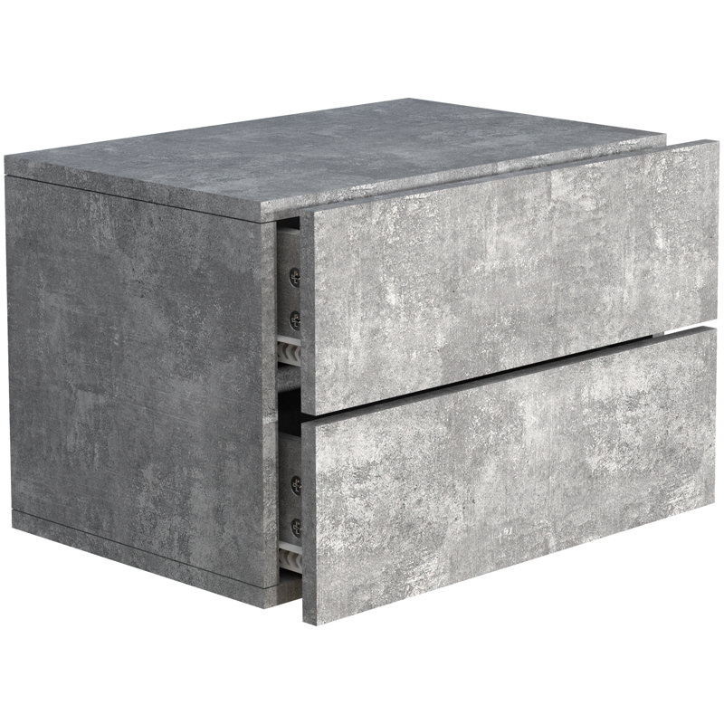 Avyion Manufactured Wood Bedside Table, in Grey, 30cm H x 45cm W x 32cm D