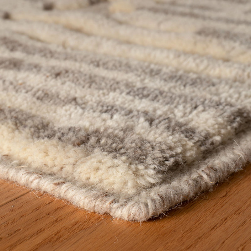 Hicks Natural Hand Knotted Wool Rug, Rectangle 9'6" x 13'6"