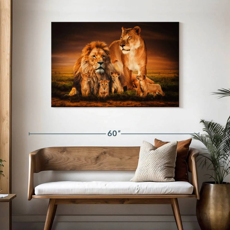 Lion Family, 30" H x 45" W