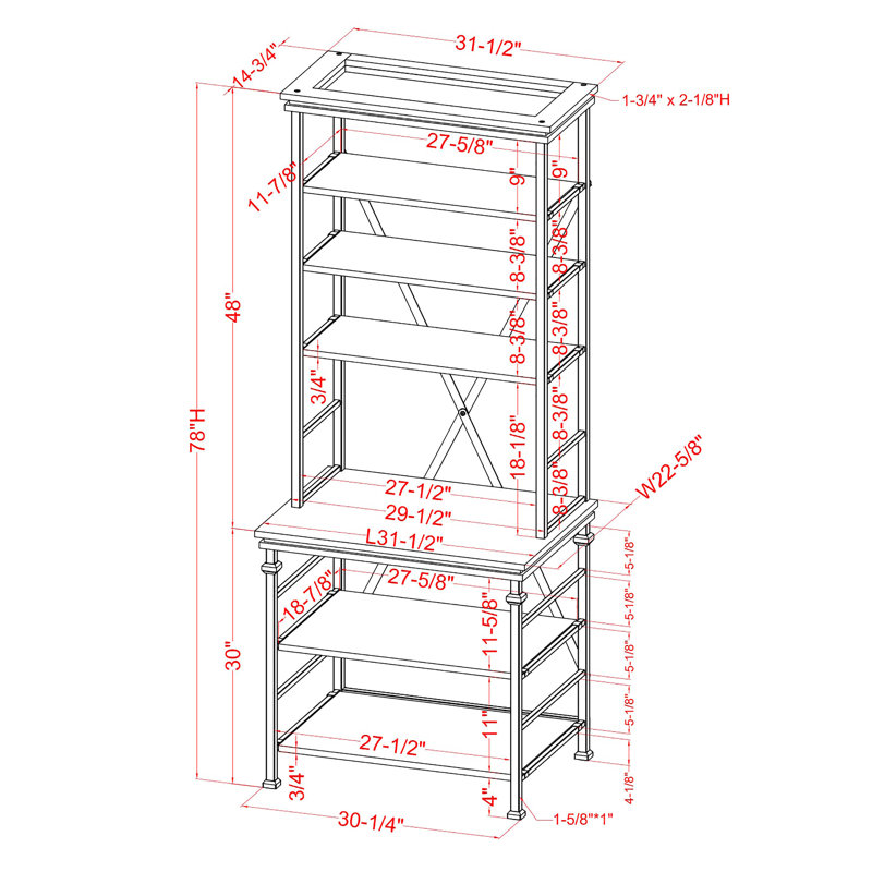 Sato 78"H Adjustable Shelves Bookcase, Black/White