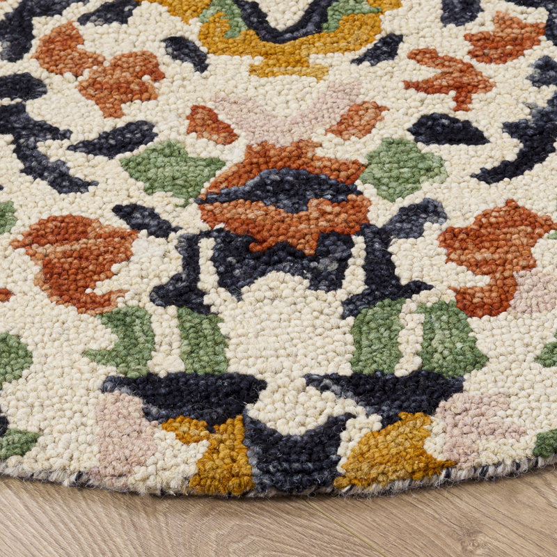 Hand Tufted Wool;Cotton Abstract Indoor Rug, Round 5'