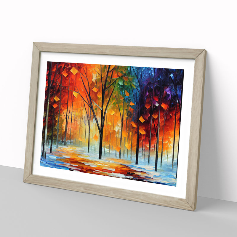 Pretty Winter Forest Vol.1 Abstract - Single Picture Frame Painting, 25cm H x 34cm W x 2cm D, Oak Framed