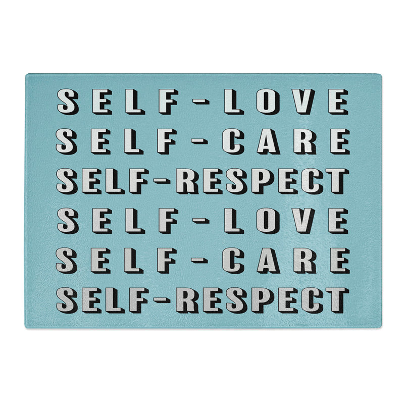 Love Care and Respect Typography Chopping Board, 20cm W x 28.5cm L