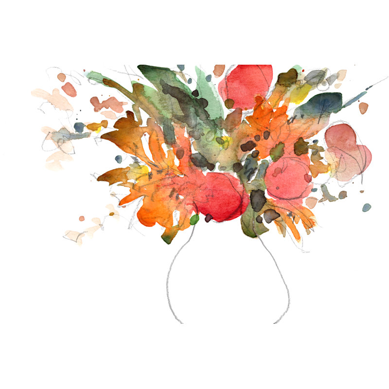 Expressive Bouquet II - Wrapped Canvas Painting, 61 cm H x 91 cm W, Wrapped Canvas