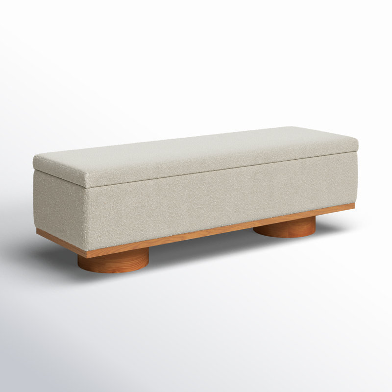 Banc de rangement rabattable, Crème Boucle, Naturel