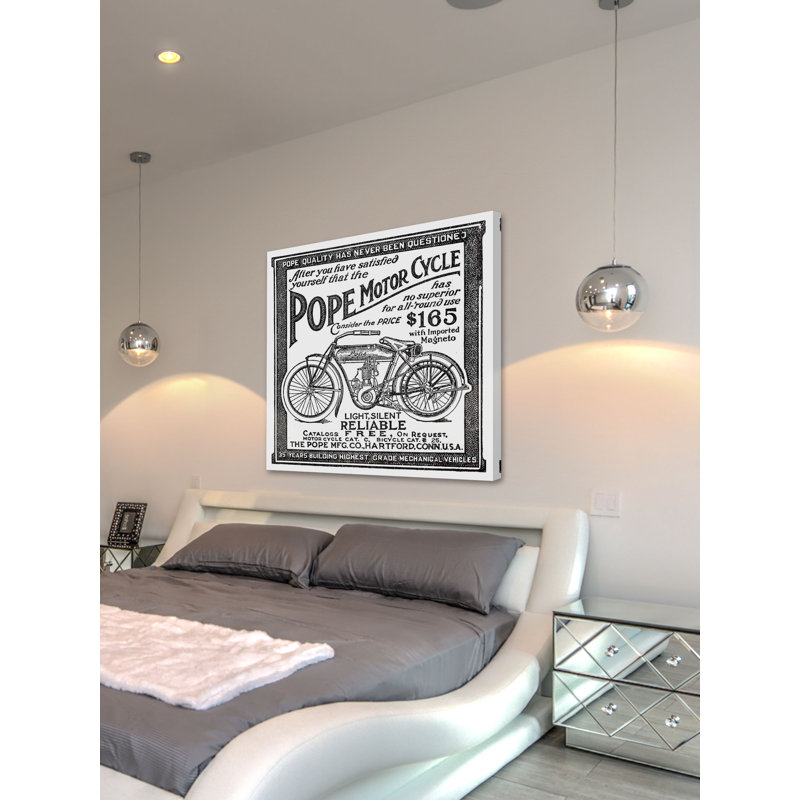 « pope motor », publicité rétro sur toile tendue, H 32 po x l 32 po