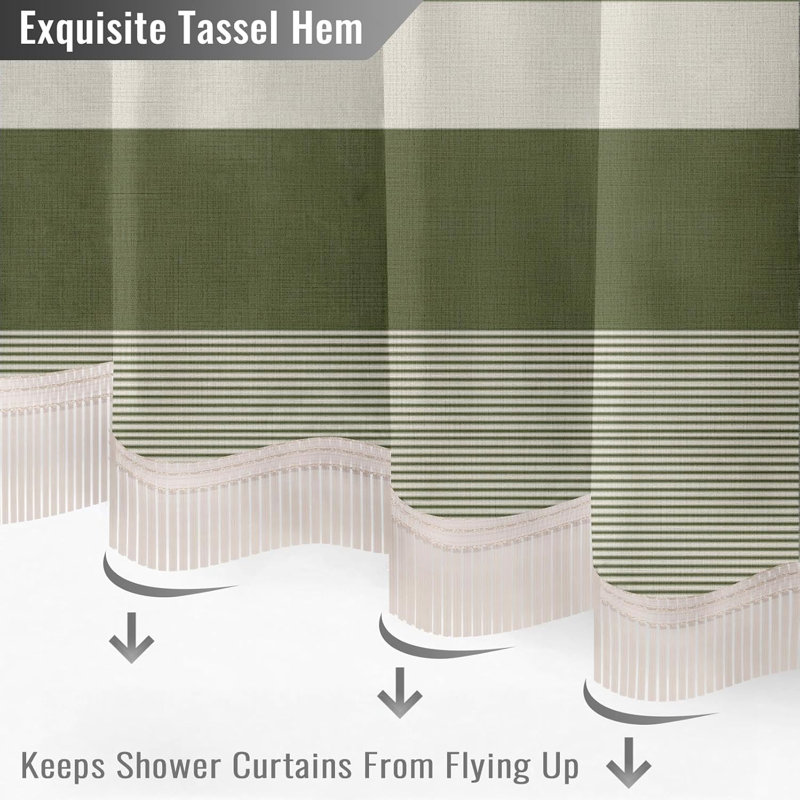 Ensemble de rideau de douche Boho Farmhouse, Vert