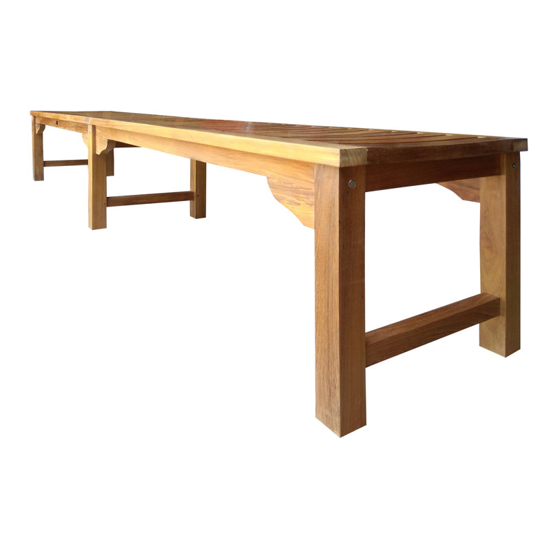 Santa Monica Outdoor Teak Dining Bench, 18" H x 94" W x 18" D
