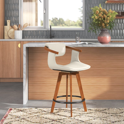 Dirksen Fixed-Height Upholstered Counter Stool with Swivel