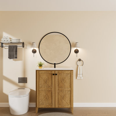 Meuble-lavabo simple pliable de 30 po avec comptoir en céramique, installation brevetée en 1 minute