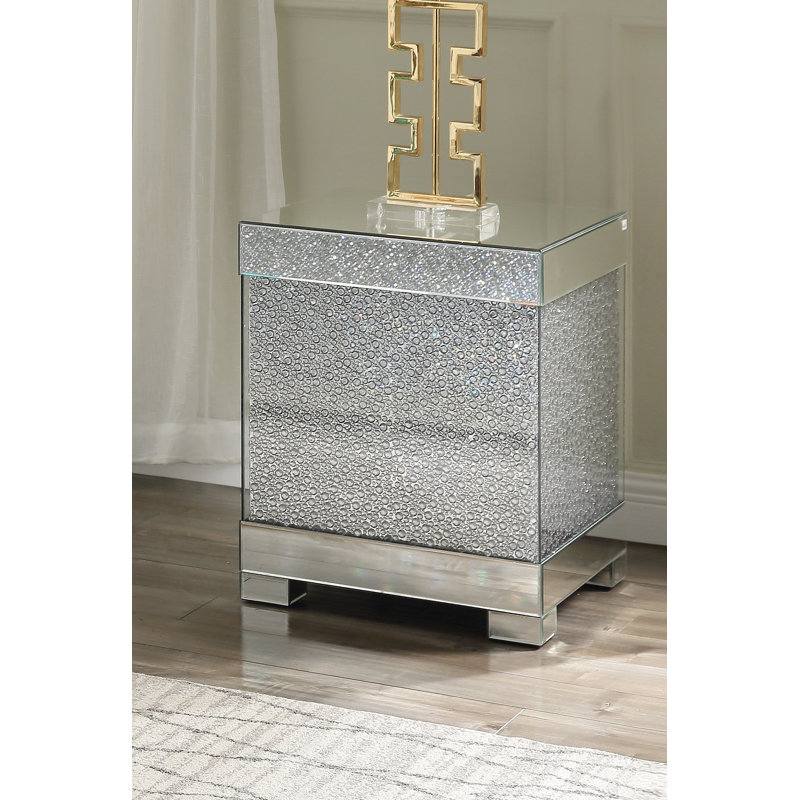 Marisa Mirrored Glass Top End Table