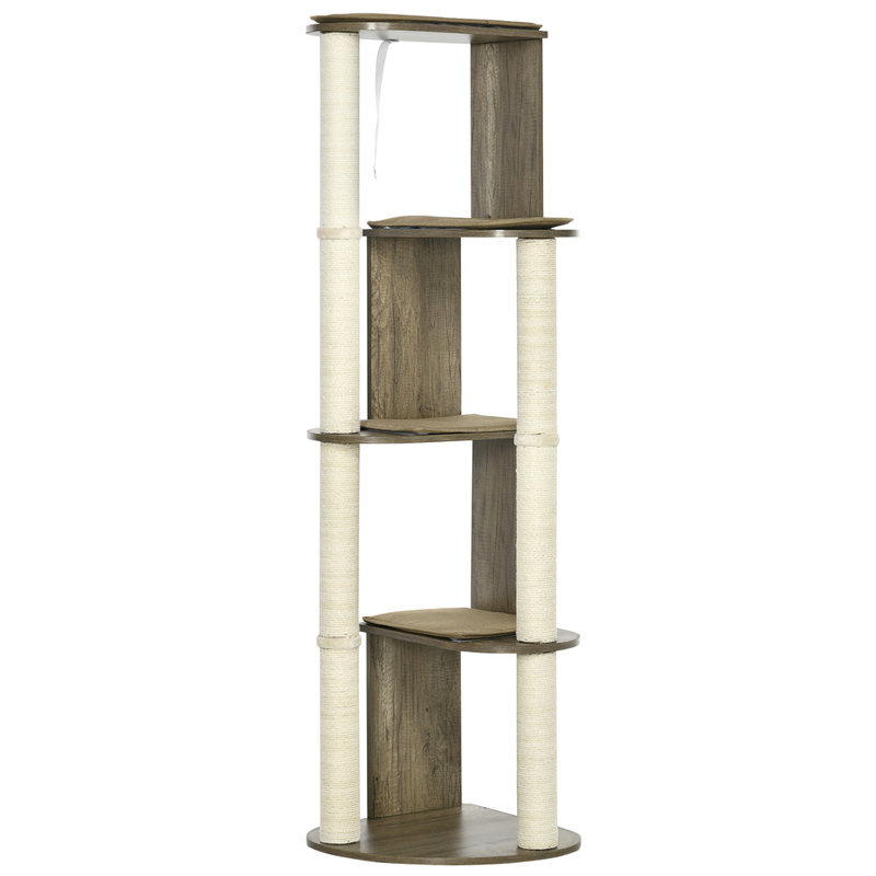 Arbre à chat d'angle moderne de 65 po de hauteur pour grimper Pawhut