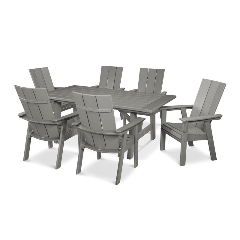 Ensemble repas 7 pièces POLYWOOD, Gris ardoise