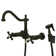 Heritage Double Handle Wall Mount Bridge Kitchen Faucet with Metal Cross Handles and Side Spray