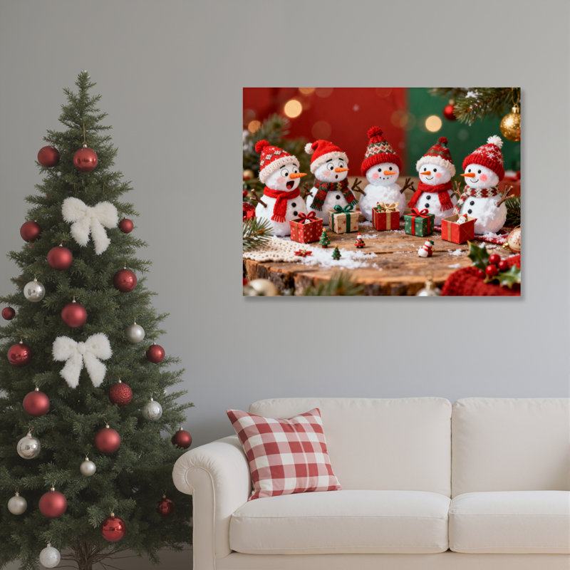 «Snowman Scene», art mural sur toile, H 12 po x l 18 po