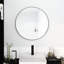 Miroir de salle de bain 32 x 32 dans un cadre en aluminium noir - fixation murale de qualité pour la chambre à coucher et le couloir, reflet transparent plusieurs occasions