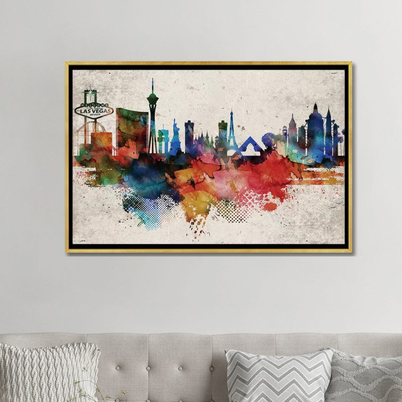 «Las Vegas Abstract», reproduction d'impression, Toile encadrée d'or, Aucun mat, H 32 po x l 48 po x 1,5 po